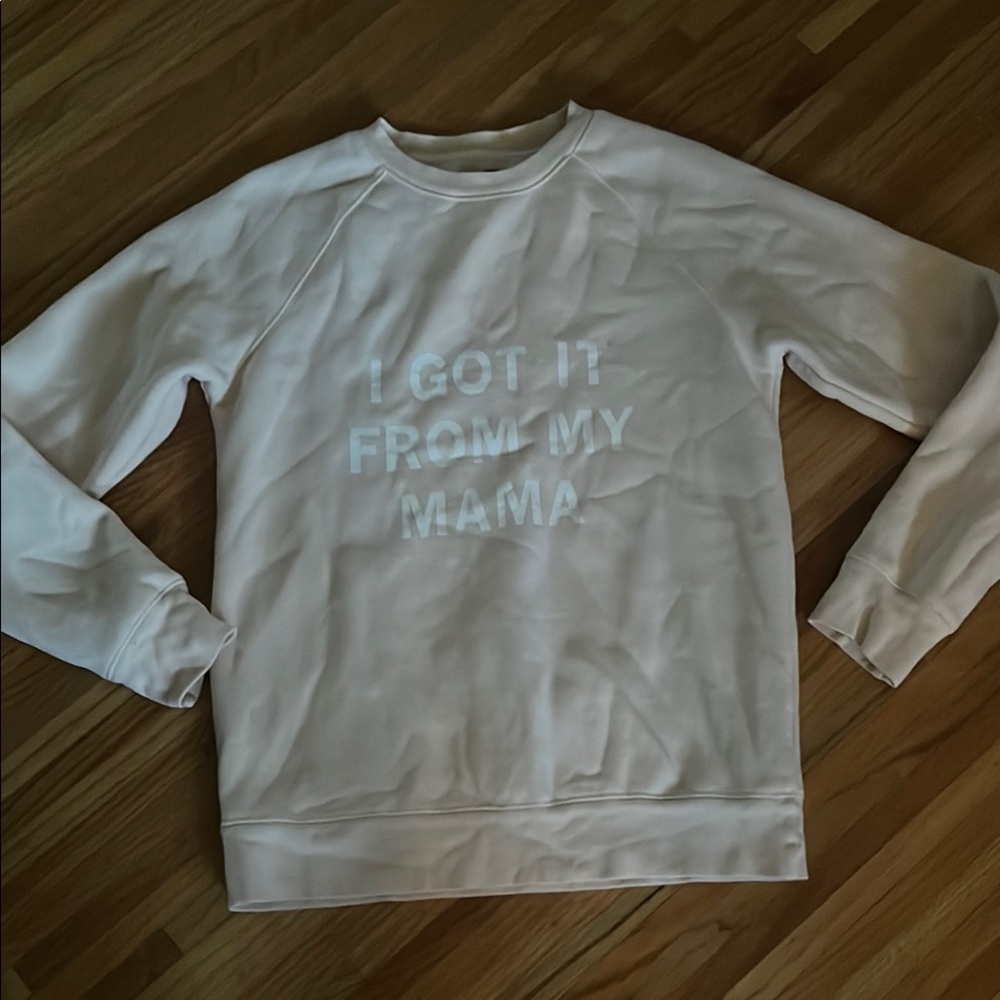 Brunette The Label Cream Crewneck Sweater with Ribbed Details